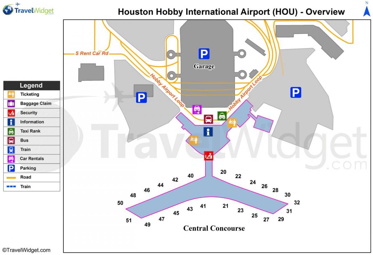 kaart Houston airport