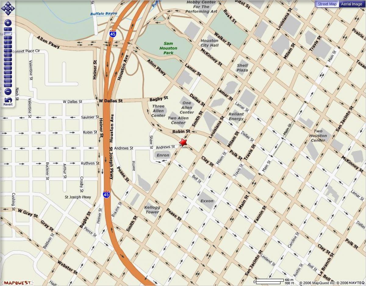 kaart downtown Houston
