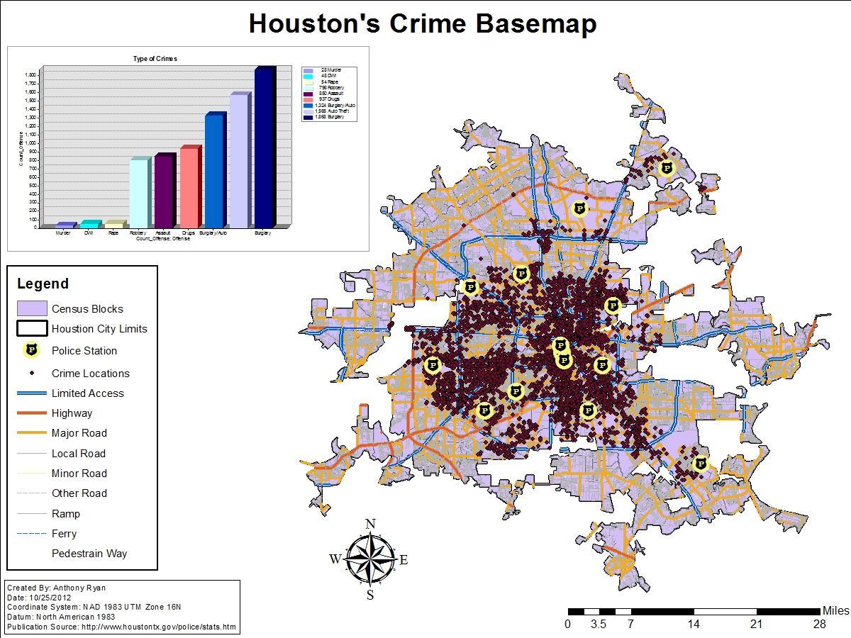 Houston kuritegevuse tase kaart