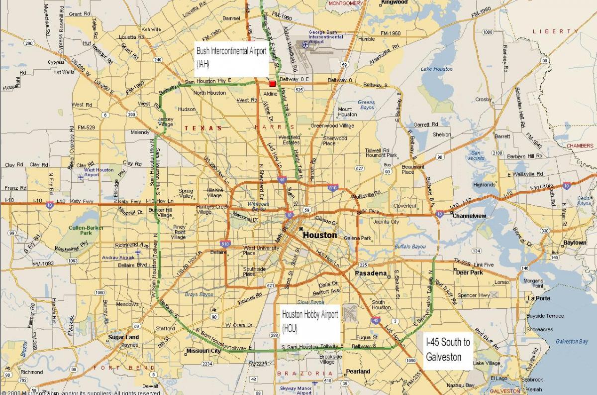 kaart Houston metro area