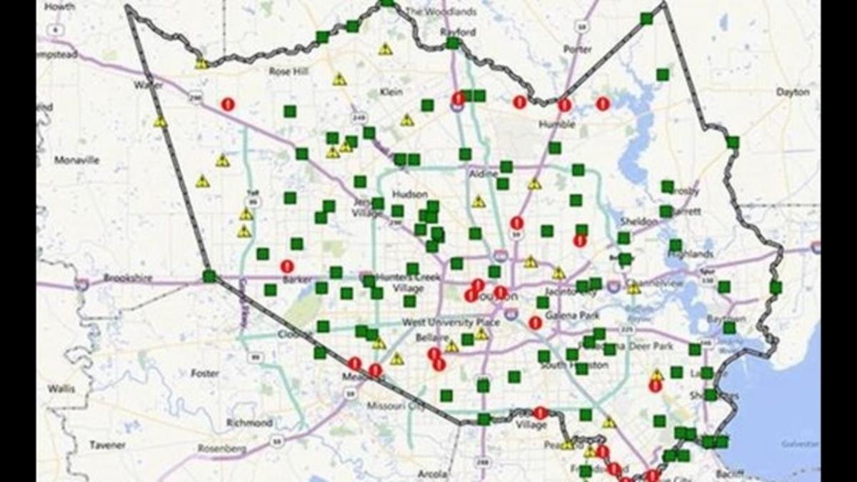 kaart üleujutatud aladel Houston
