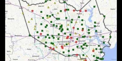 Kaart üleujutatud aladel Houston