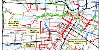 Bike trails Houston kaart